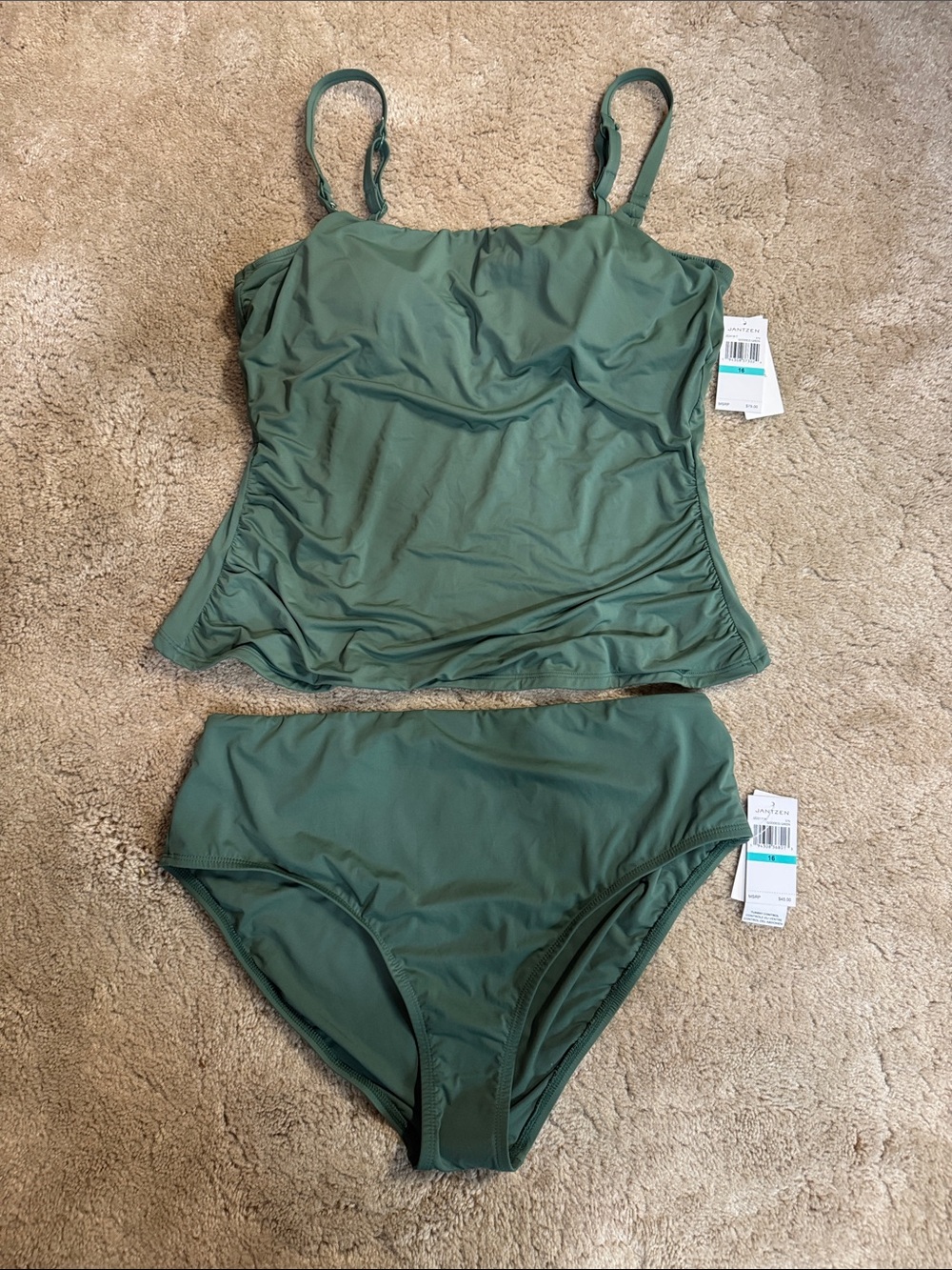 Jantzen Goddess Green tummy control Tankini nwt